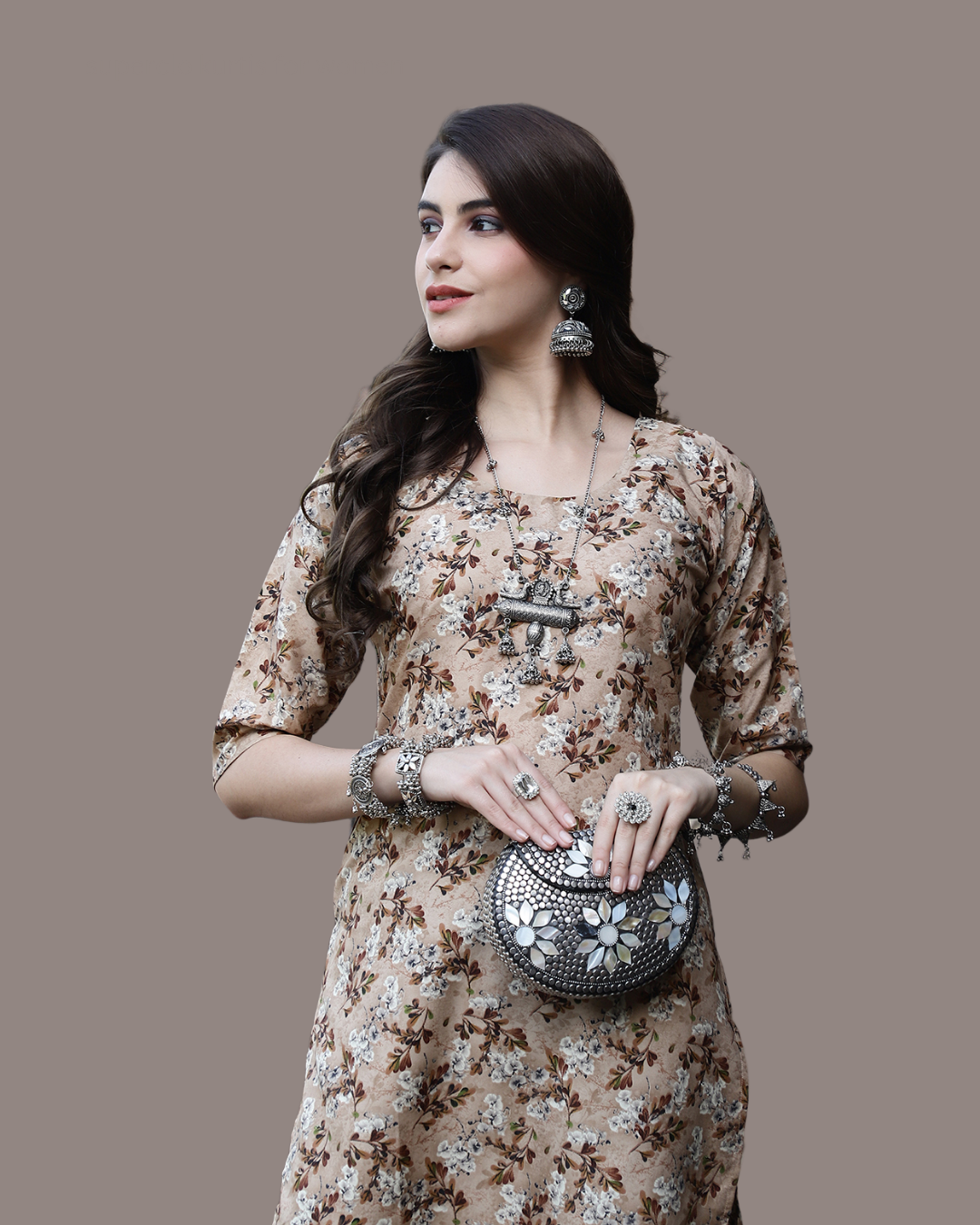 Coffee Petal Printed Kurta 