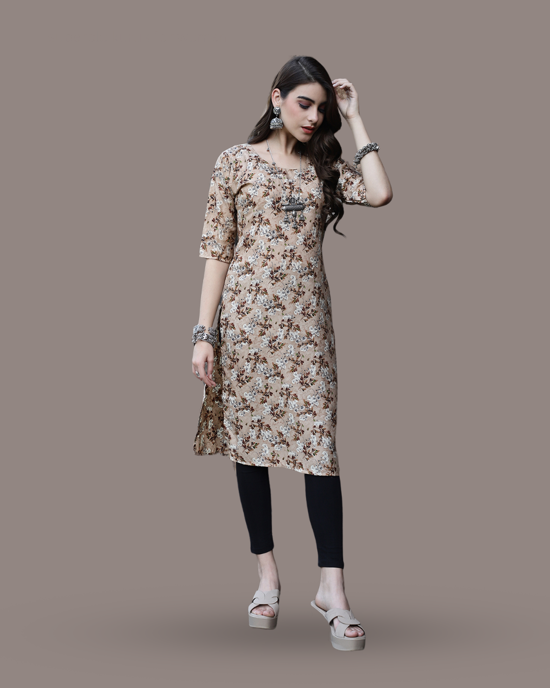 Coffee Petal Printed Kurta 