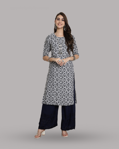 Charcoal Charm Printed Kurta 