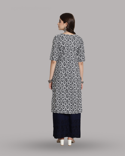 Charcoal Charm Printed Kurta 