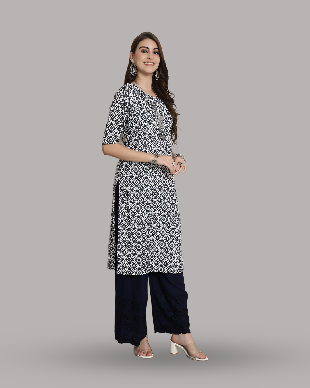 Charcoal Charm Printed Kurta 