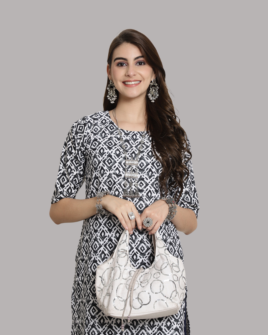 Charcoal Charm Printed Kurta 