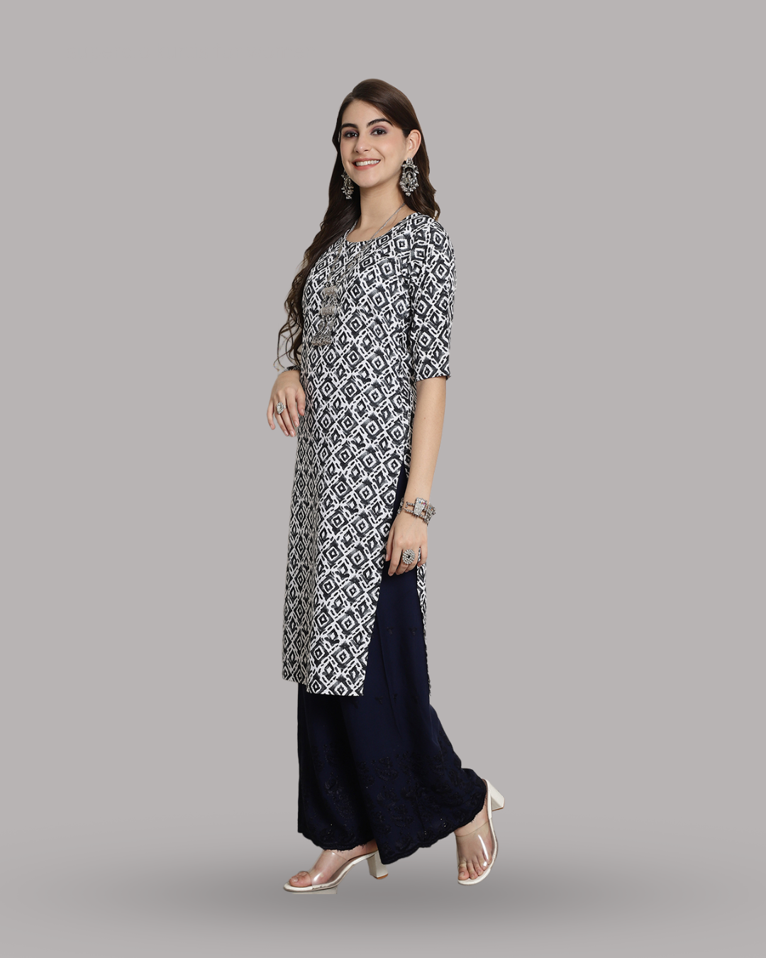 Charcoal Charm Printed Kurta 