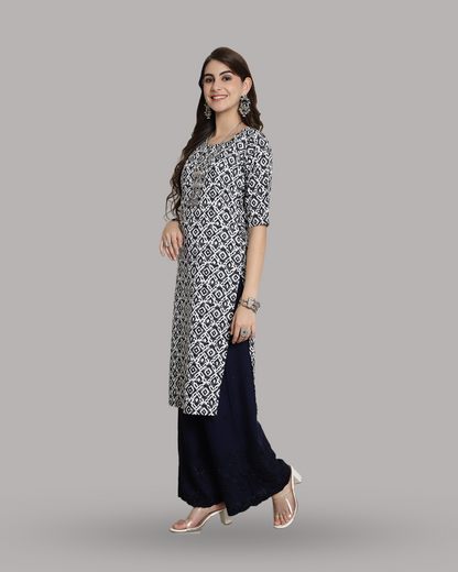 Charcoal Charm Printed Kurta 