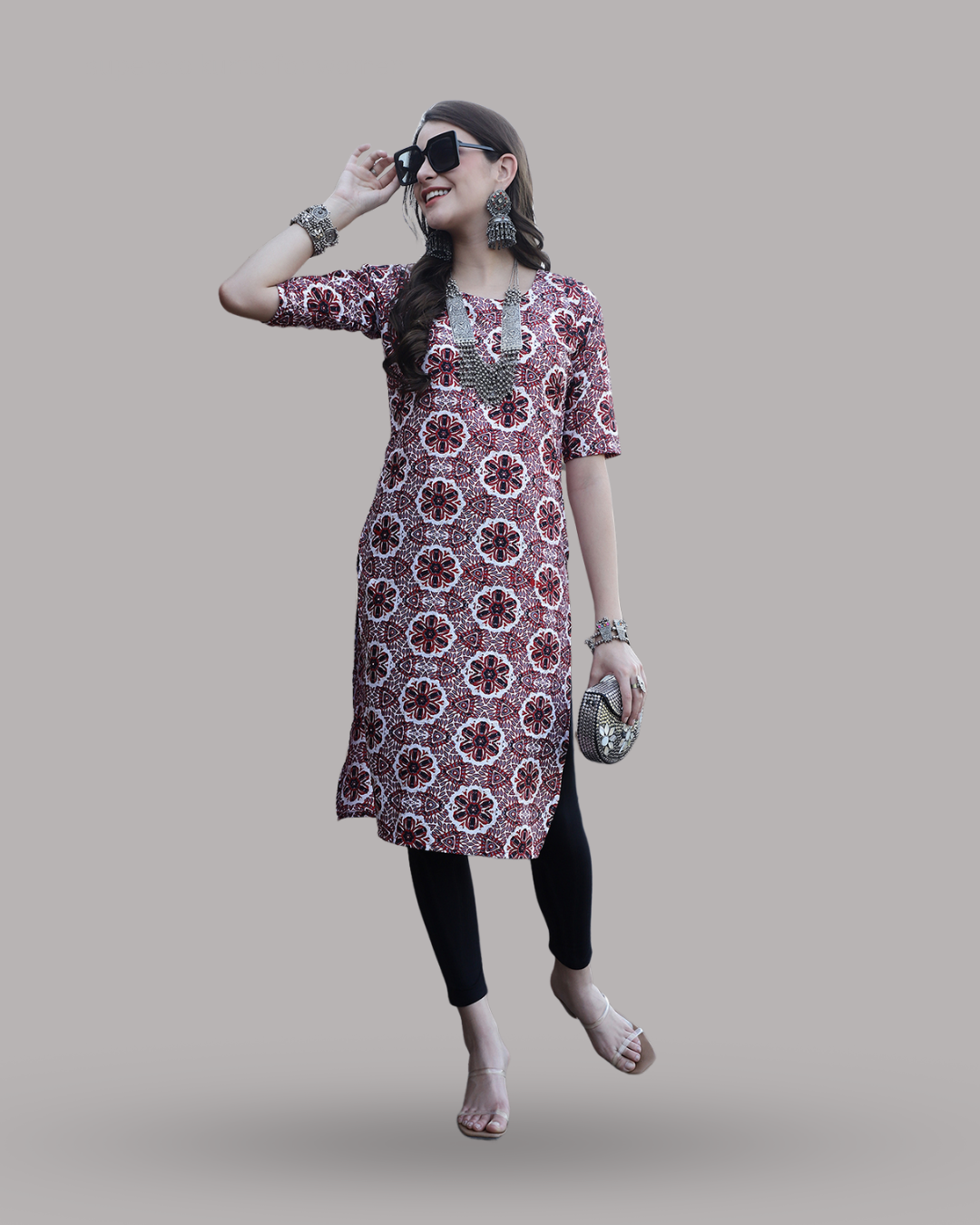 Mystic Maroon Circles Kurta 