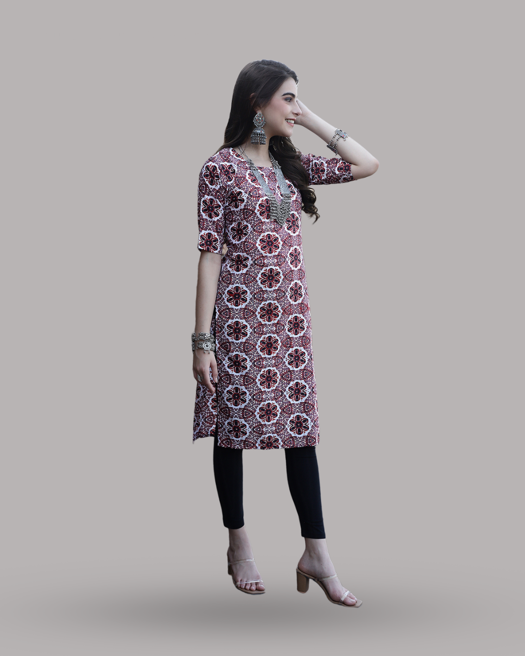 Mystic Maroon Circles Kurta 