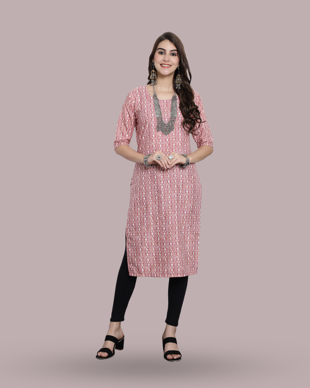 Dusty Rose Printed Kurta 