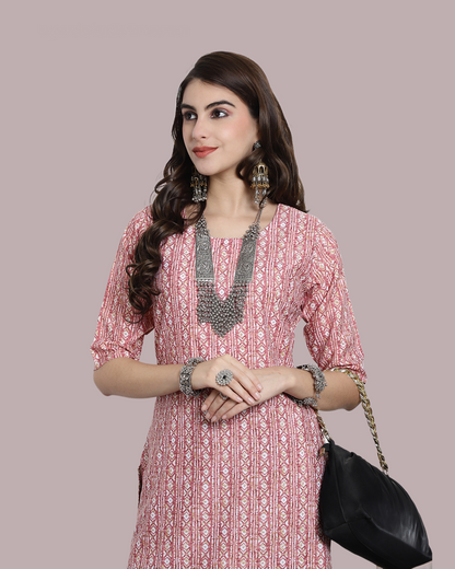 Dusty Rose Printed Kurta 