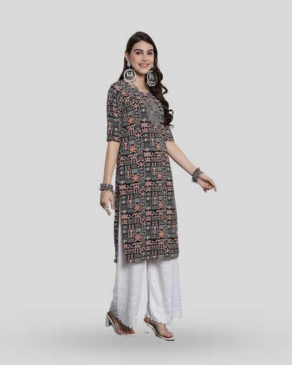 Ink and Rust Printed Kurta 