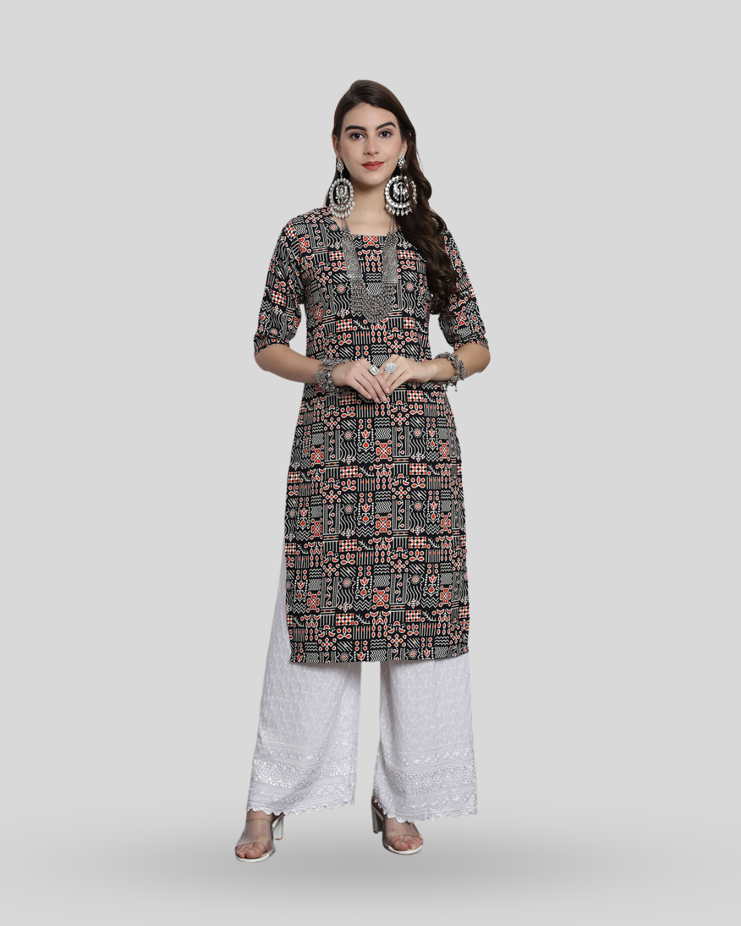 Ink and Rust Printed Kurta 