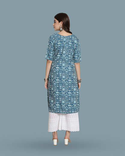 Sky Blue Fantasy Printed Kurta 