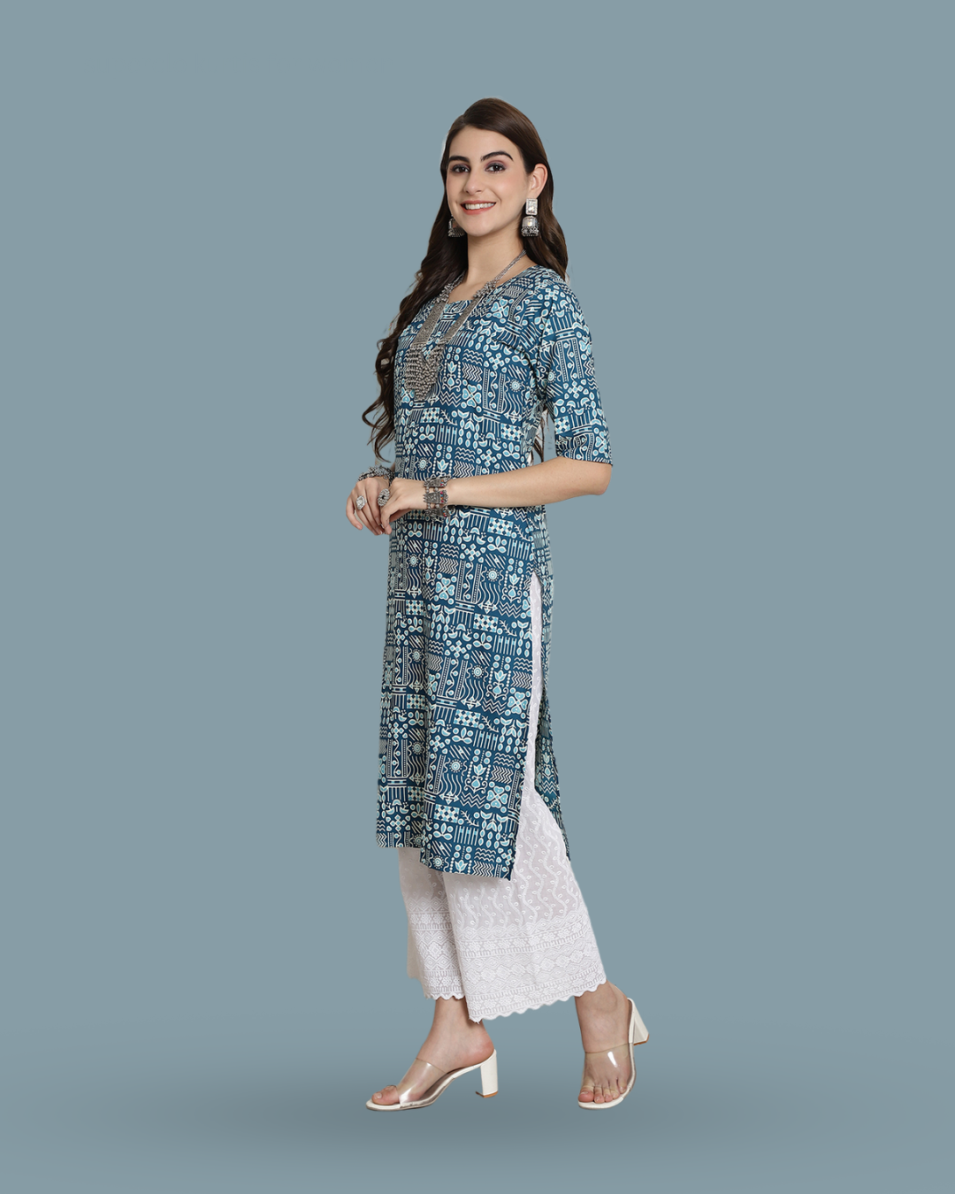 Sky Blue Fantasy Printed Kurta 