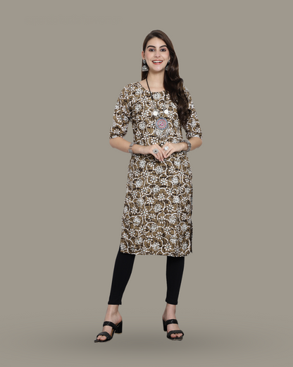 Hazelnut Blossom Printed Kurta 