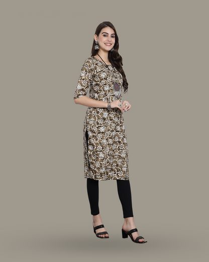 Hazelnut Blossom Printed Kurta 