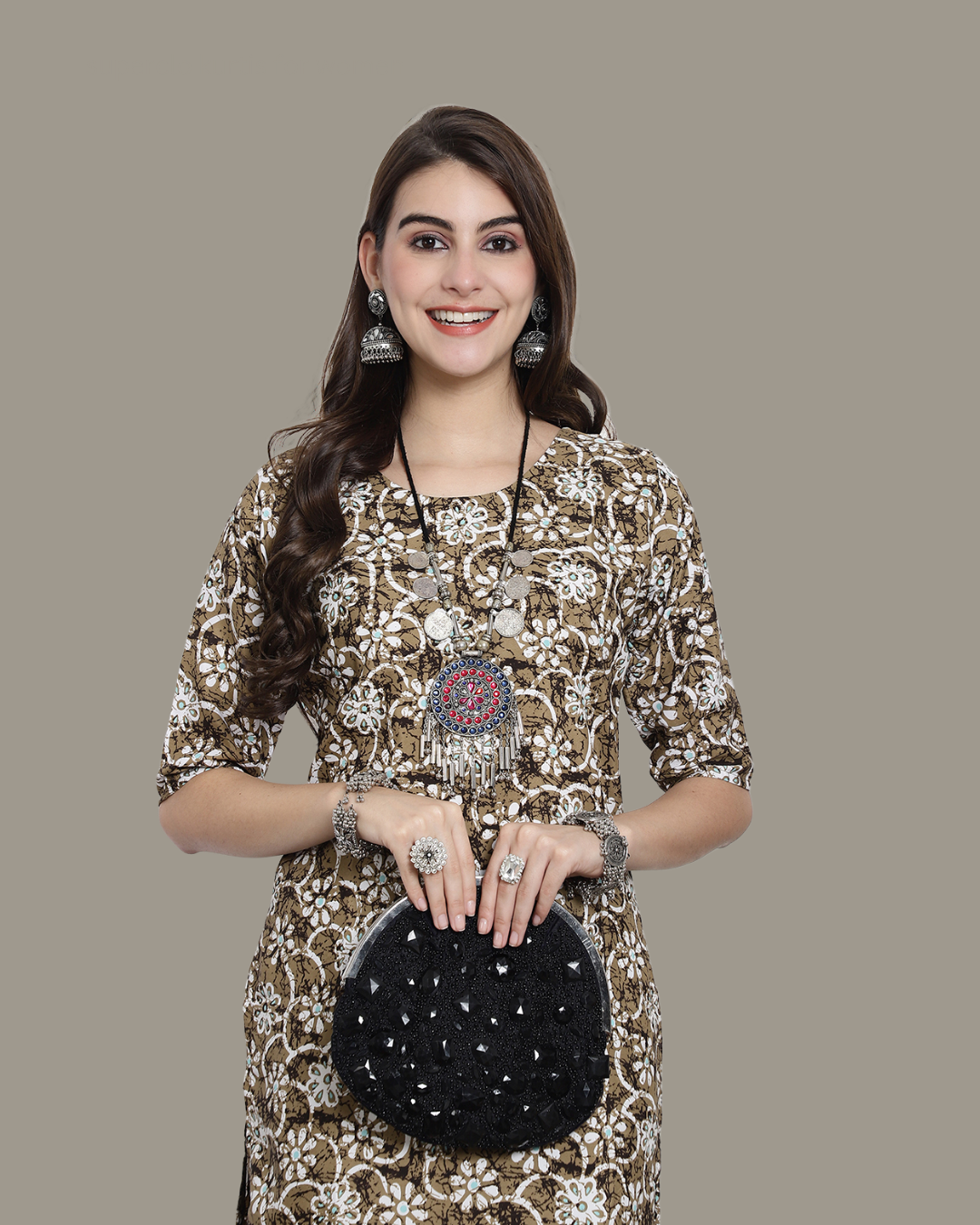 Hazelnut Blossom Printed Kurta 