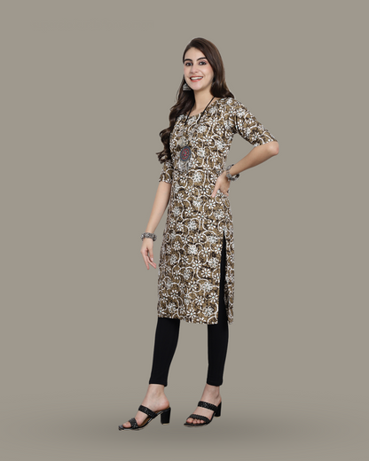 Hazelnut Blossom Printed Kurta 