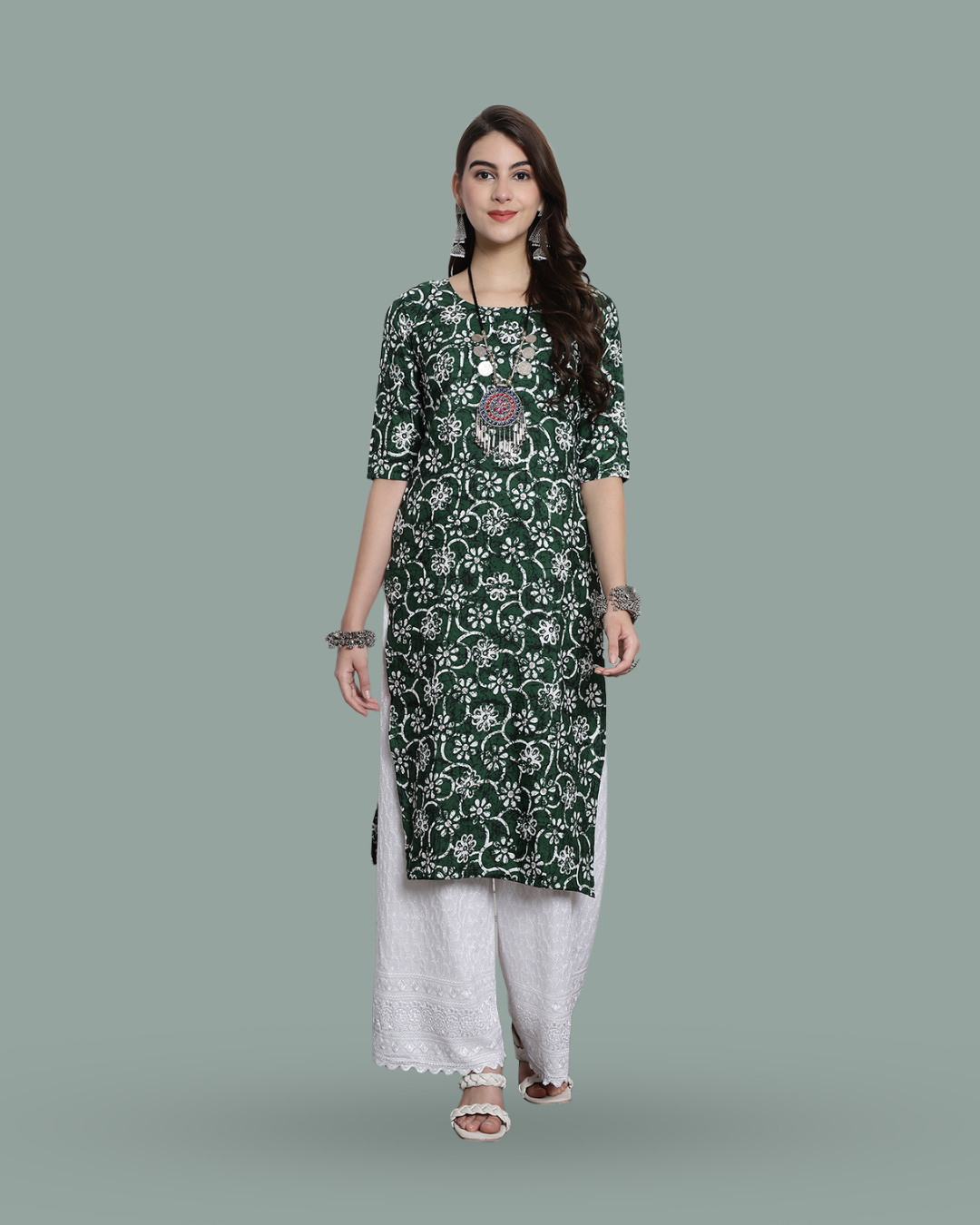 Jungle Green Printed Kurta 