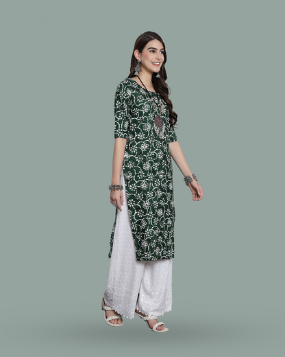 Jungle Green Printed Kurta 