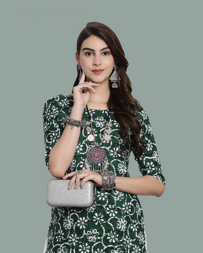 Jungle Green Printed Kurta 