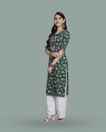 Jungle Green Printed Kurta 