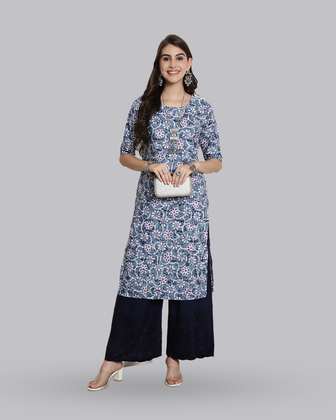 Oceanic Floral Print Kurta 