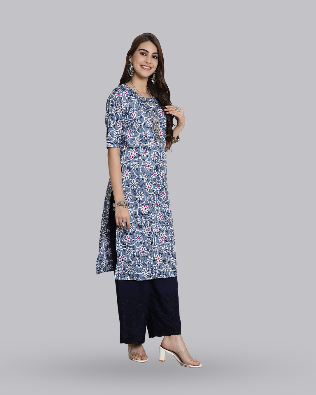 Oceanic Floral Print Kurta 