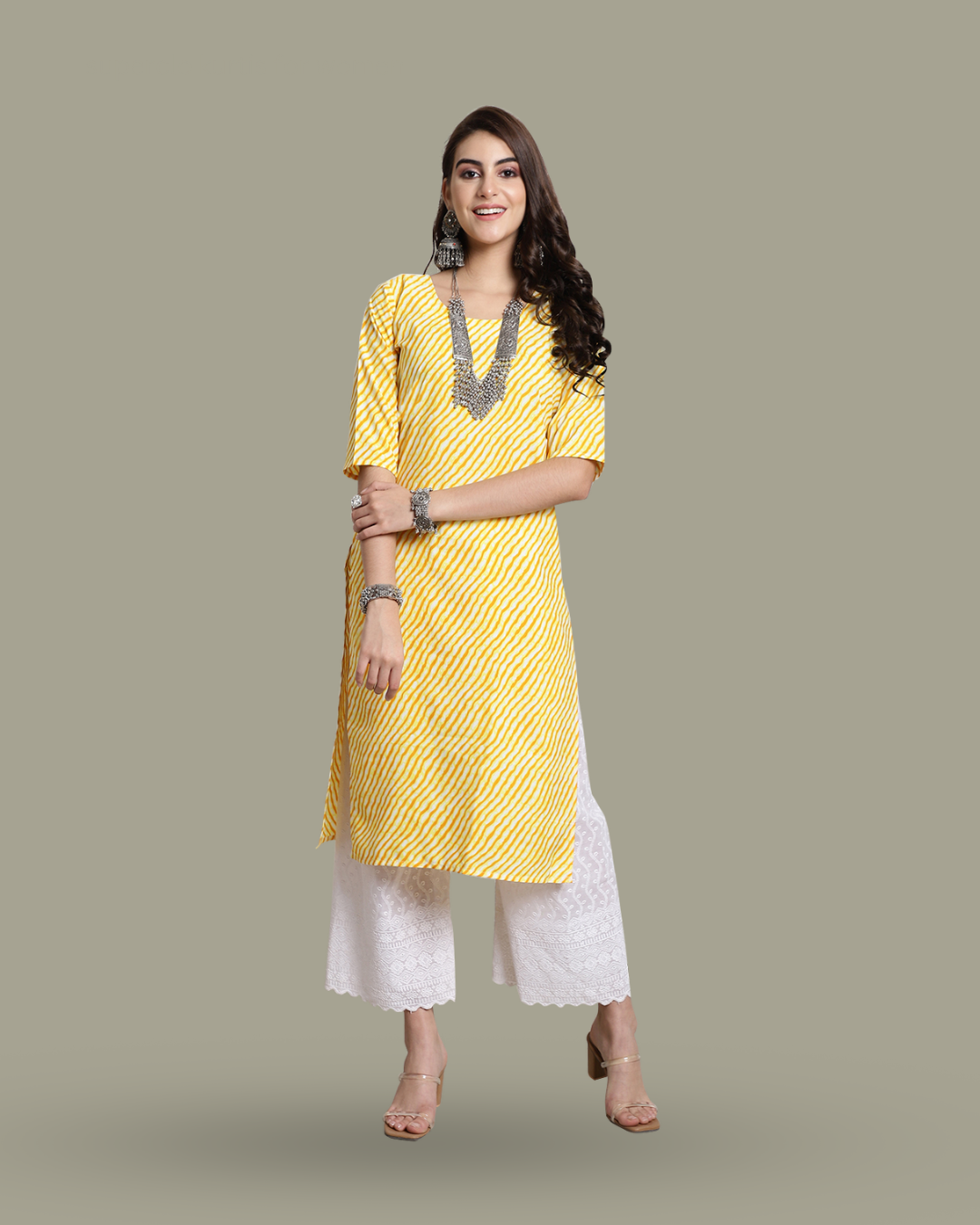 Golden Glow Leheriya Kurta 