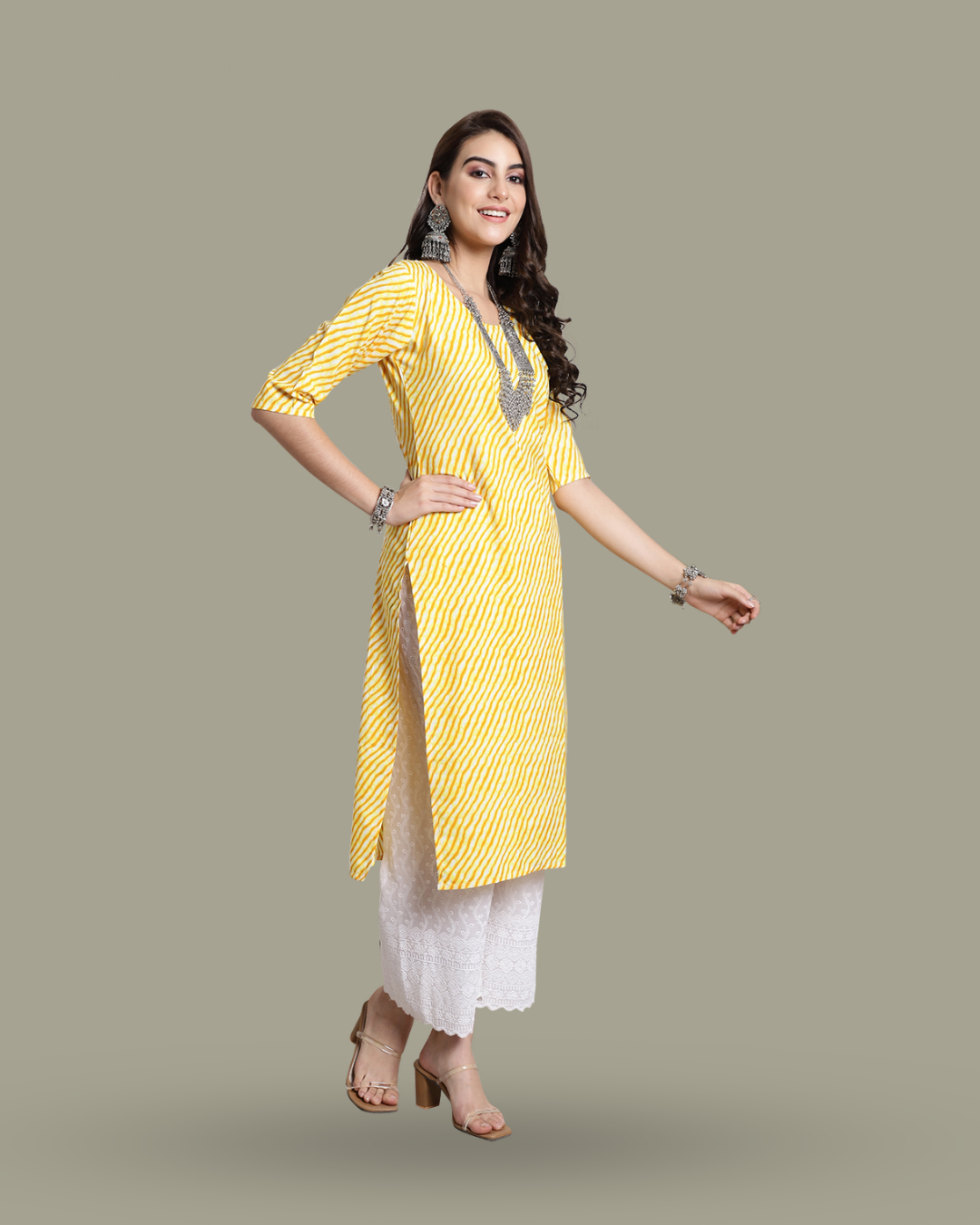 Golden Glow Leheriya Kurta 