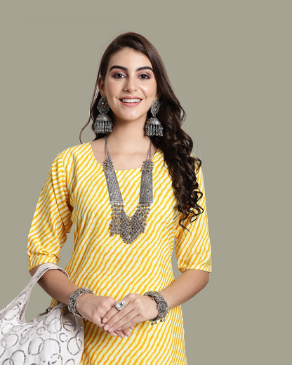 Golden Glow Leheriya Kurta 