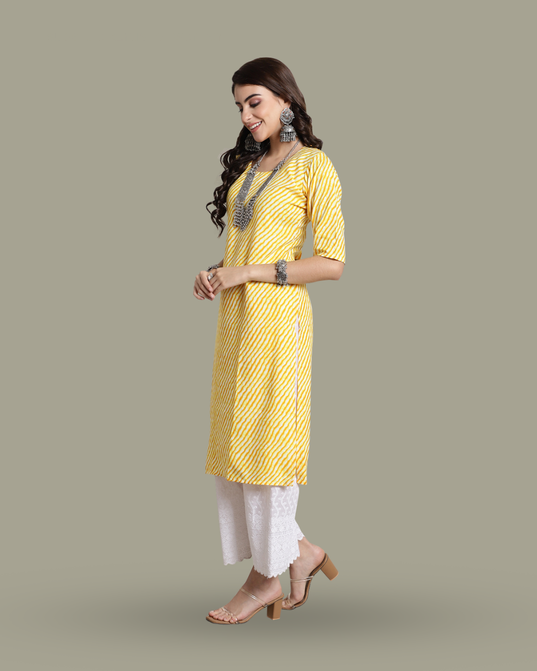 Golden Glow Leheriya Kurta 