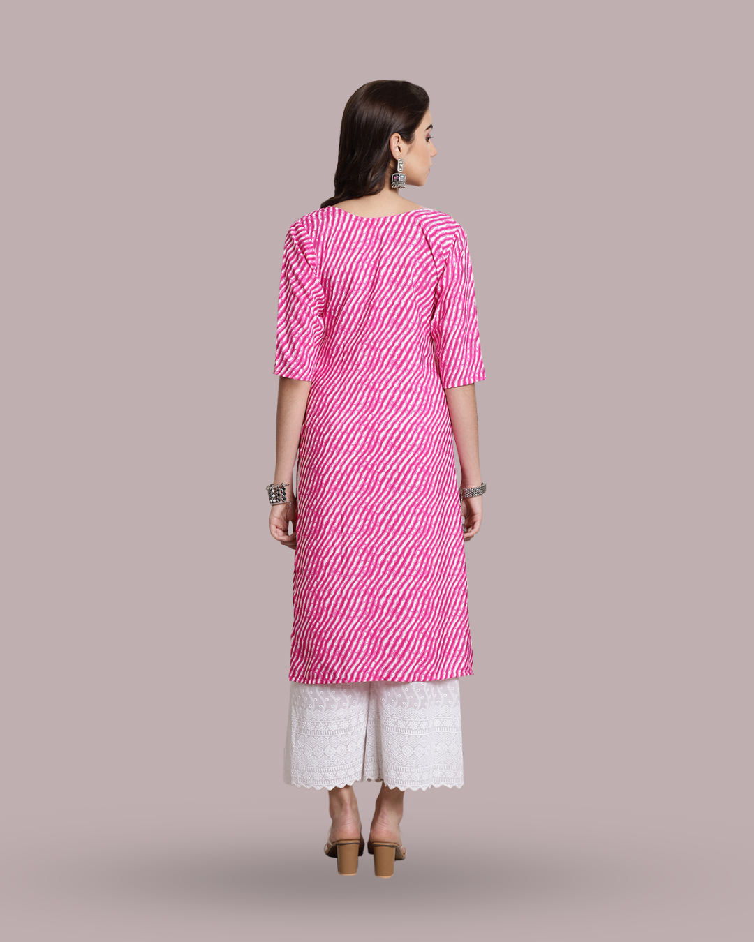 Soft Pink Leheriya Kurta 