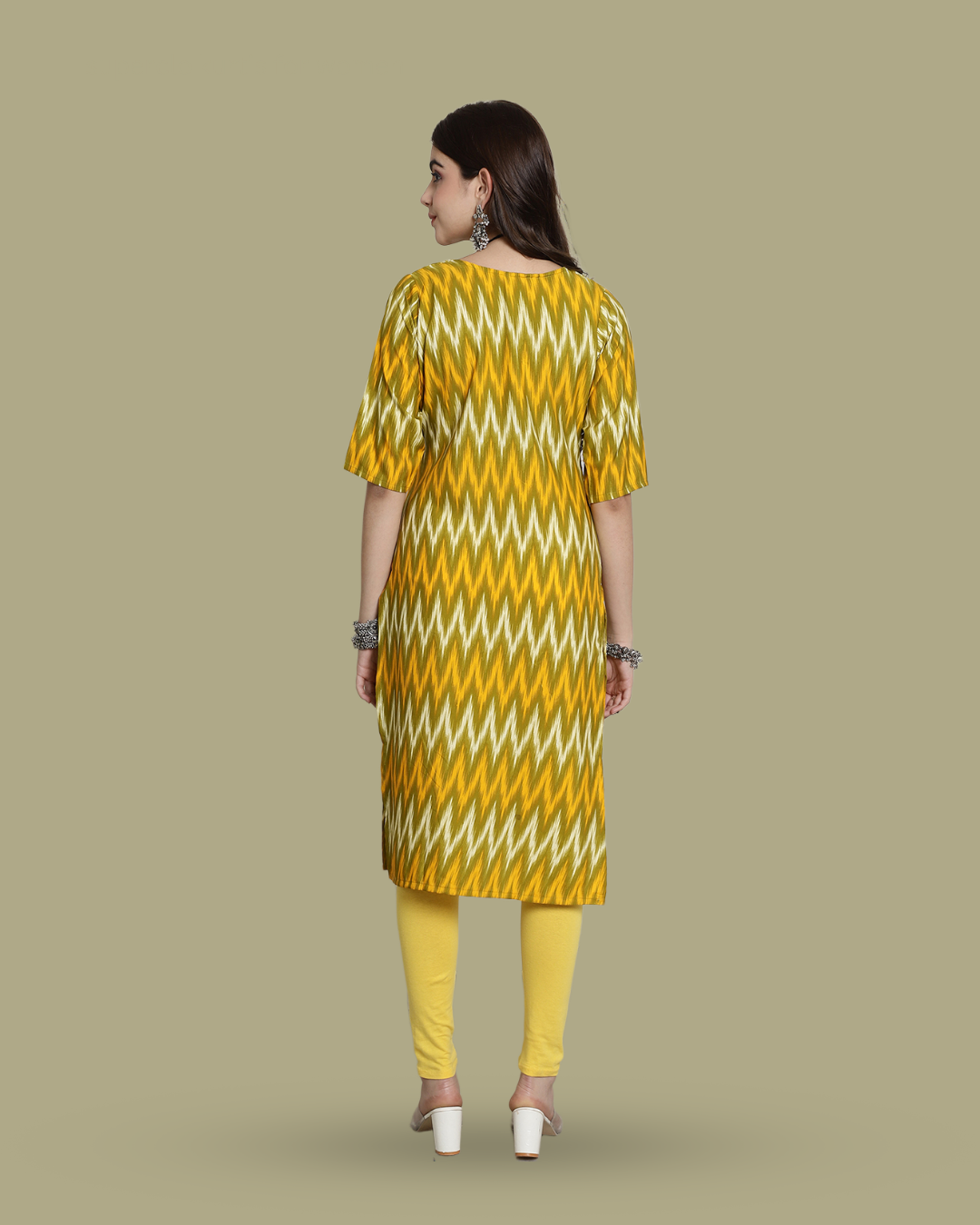 Lime Twist Zigzag Kurta 