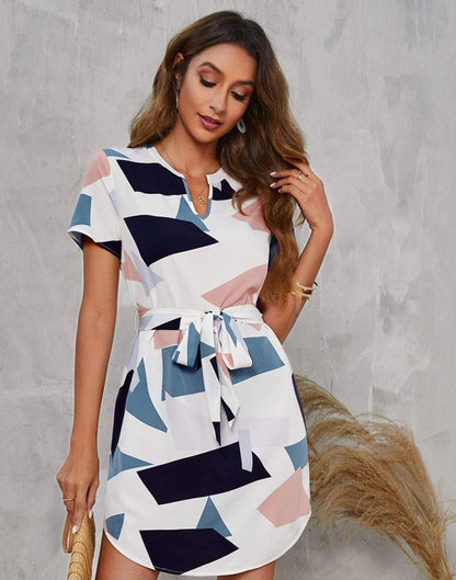 White Printed Flared Dress