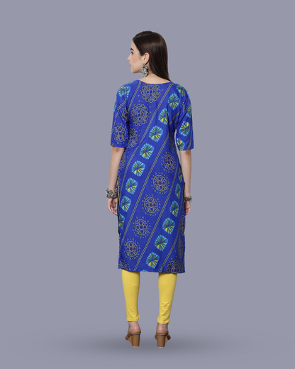 Deep Sea Traditional Printed Kurta 