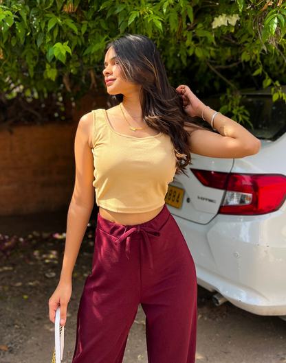 Beige Square Neck Tank Top