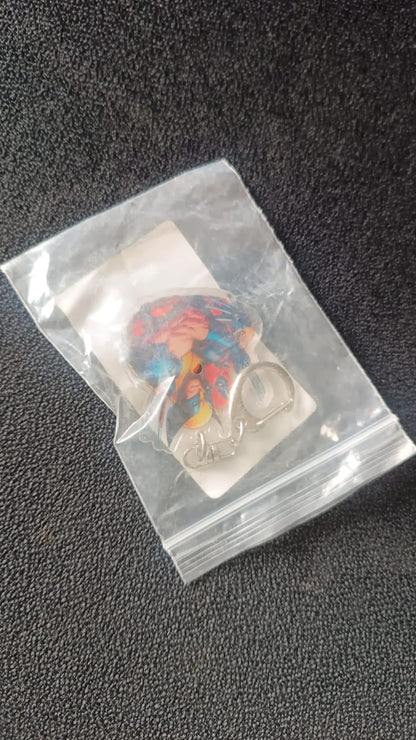 Cartoon Character Acrylic Keychain with Metal Clip
