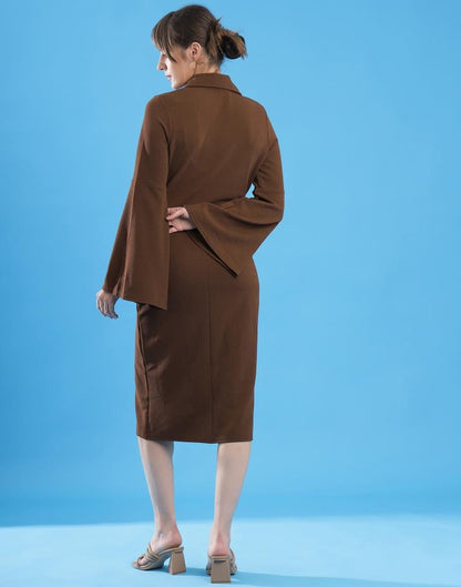 Brown Lycra Plain Dress