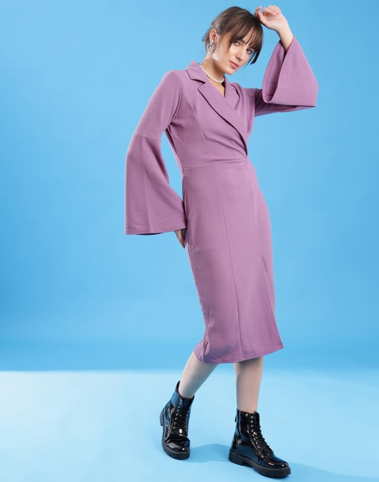 Lavender Lycra Plain Dress