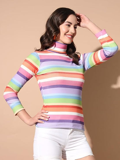 Tandul Women's Sweater - Multicolor Regular Fit Stretchable Fabric Sweater