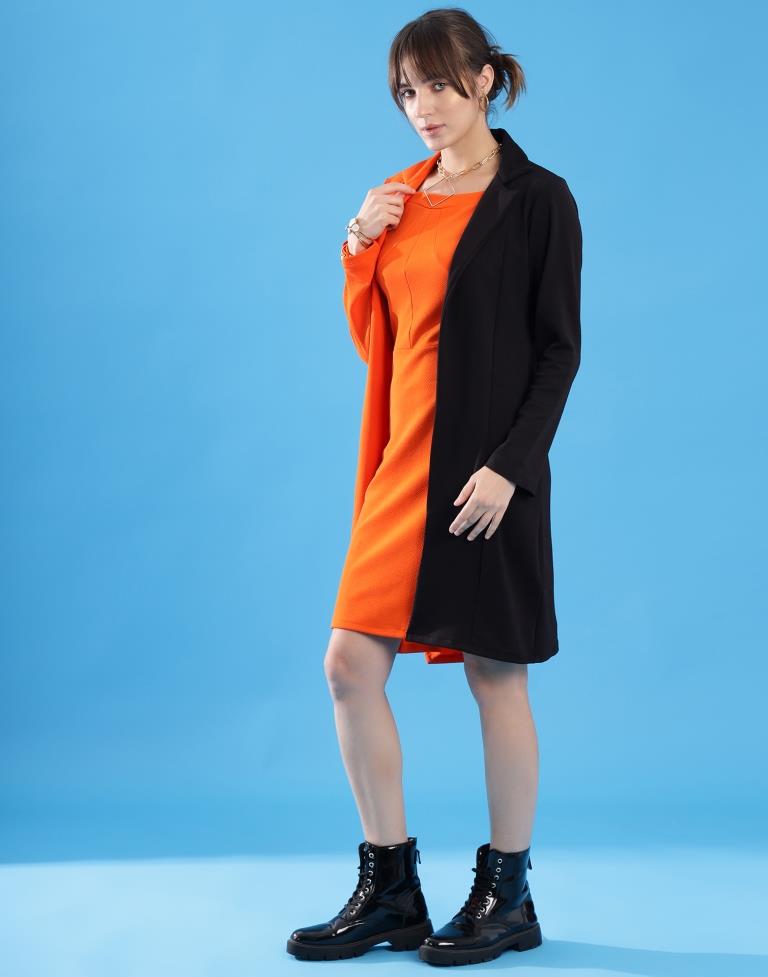 Orange Lycra Plain Dress