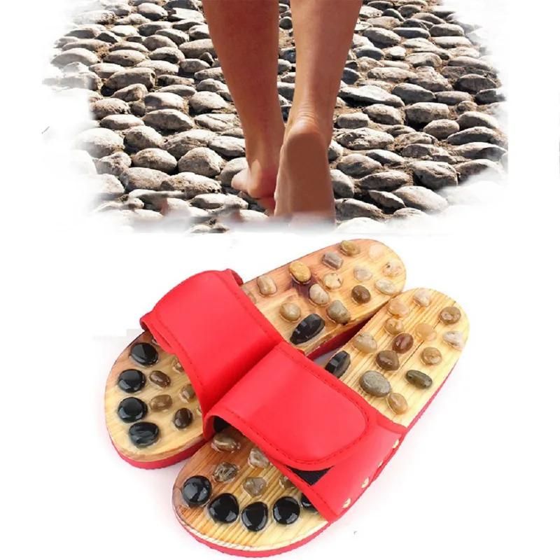 Acupressure Natural Stone Slippers (Red) - Shopsy