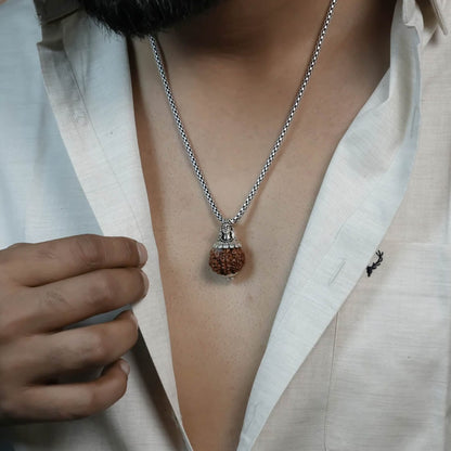 7 Mukhi Rudraksha Silver Capped Pendant