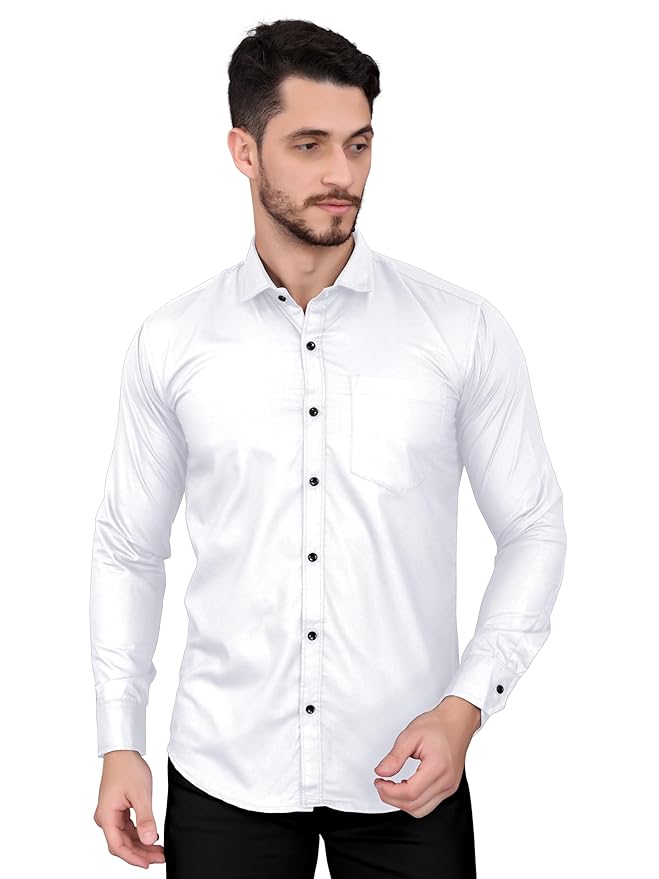 Mens Stitched Full Sleeve White Shirt