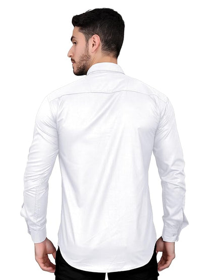 Mens Stitched Full Sleeve White Shirt