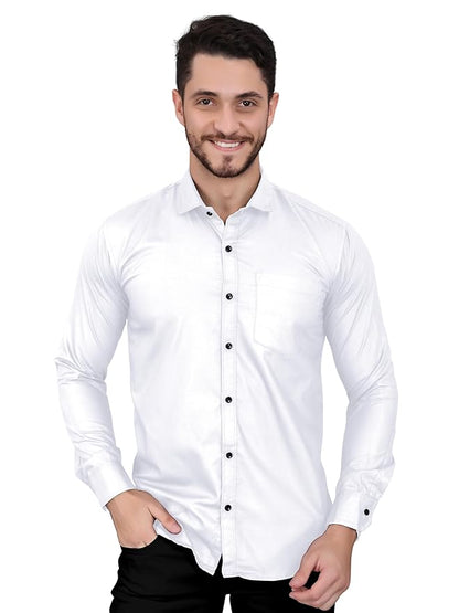 Mens Stitched Full Sleeve White Shirt