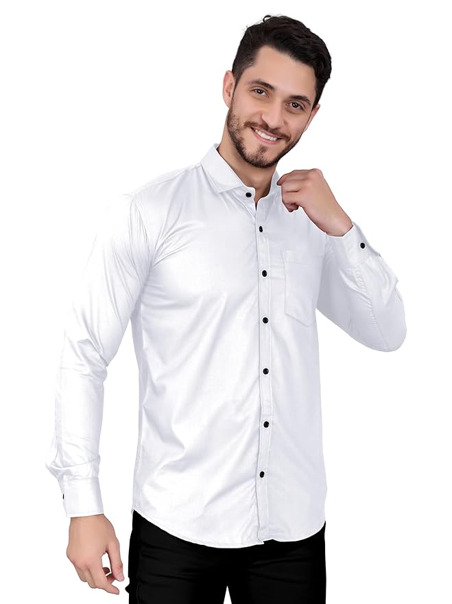 Mens Stitched Full Sleeve White Shirt