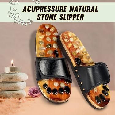 Acupressure Natural Stone Slippers (Red) - Shopsy