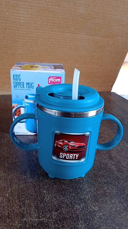 Supermom Kids Sporty Sipper Mug with Straw and Dual Handles Approx 300ml (1 Pc)