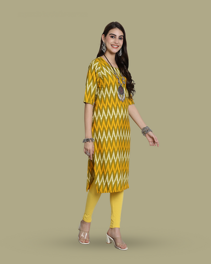 Lime Twist Zigzag Kurta 