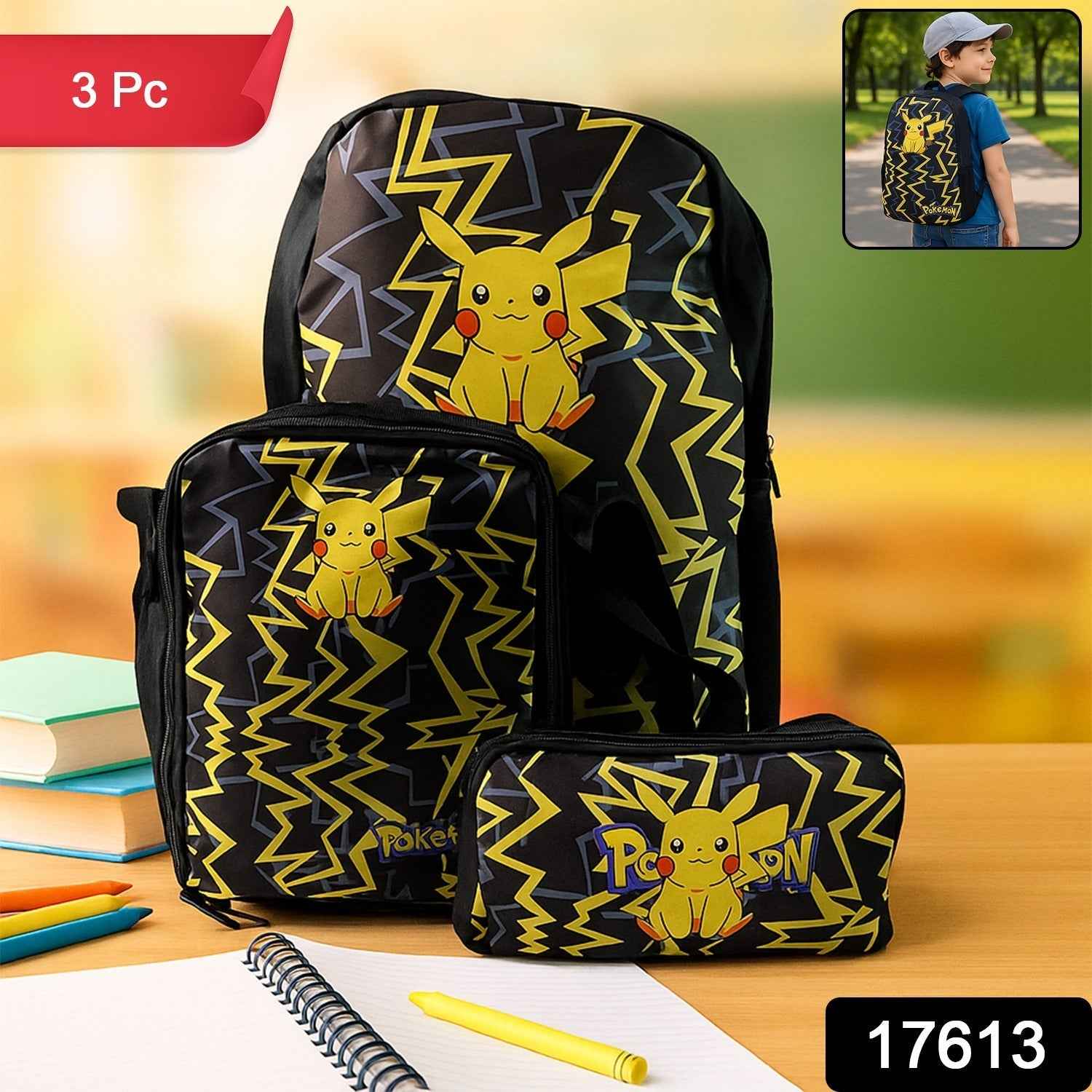 Cartoon Character School Bag Combo Set for Kids (3 Pc)